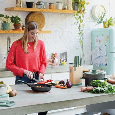 Forest Green Non-Stick Cast Aluminum Stockpot with Glass Lid