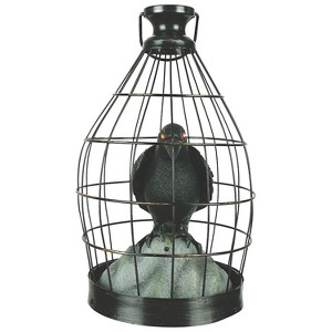 Gemmy Crow in Cage Light-Up Animated Halloween Decoration - 15 in - Black - 1 of 1