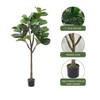 Artificial Fiddle Leaf Fig Tree 5FT Tall Fake Plant Indoor/Outdoor Decor With Pot Home Office & Living Room Decor - 3 of 4