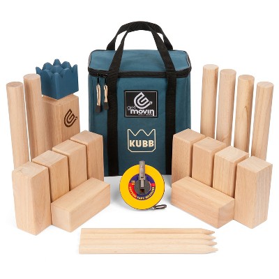 GetMovin' Sports Kubb Ultimate Outdoor Viking Chess Family Fun Giant Yard Game for All Ages and Skill Levels