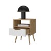 Vynxaria Open Storage Nightstand - Natural Oak & White, 20.9"H x15.7"W x13.8"D, Scratch-Resistant Melamine, Compact Small-Space Design - 2 of 4