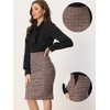 INSPIRE CHIC Women's Plaid Tweed High Waist Split Office Pencil Skirt - 2 of 4