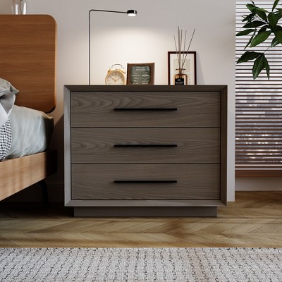 FUFU&GAGA Modern 3 - Drawer Wooden Nightstand -Storage Organizer for Bedroom & More