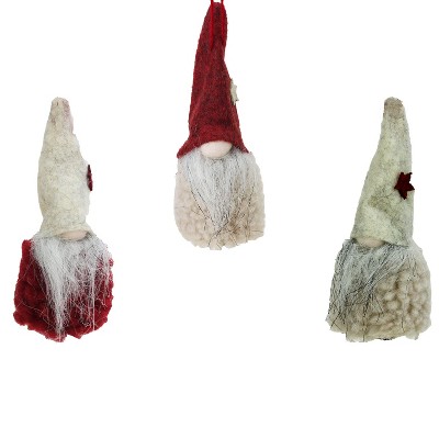 Northlight 3ct Gnome Christmas Ornament Set 3.75" - Red/Beige