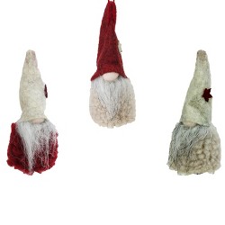 Northlight Set Of 3 Red And Green Santa Gnome Christmas Ornament 4.25 ...