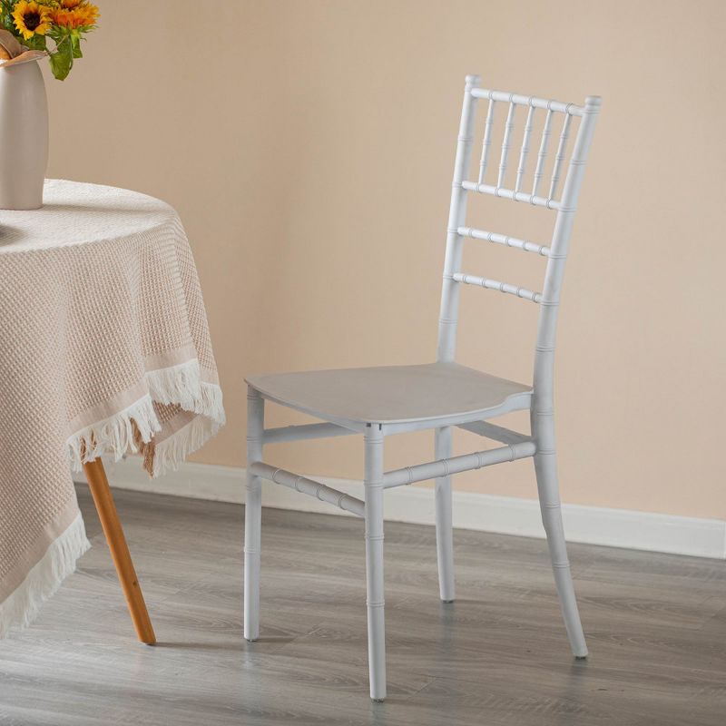 Fabulaxe Modern White Stackable Chiavari Dining Chair, Seating for Dining, Events and Weddings, Party Chair, White, 2 of 9