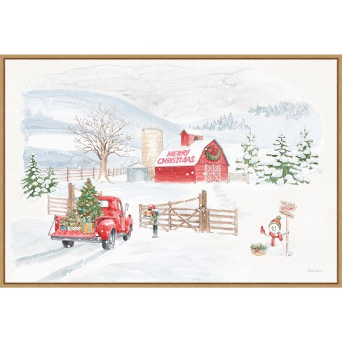 Amanti Art Home For The Holidays I Snowman by Beth Grove Canvas Wall Art Print Framed 33-in. x 23-in. - image 1 of 4