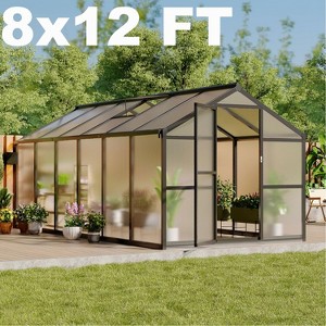 Whizmax Greenhouse for Outdoors, Polycarbonate Greenhouse with Roof Vent, Sliding Lockable Door, Aluminum Large Walk-in Greenhouse for Outside Garden - 1 of 4