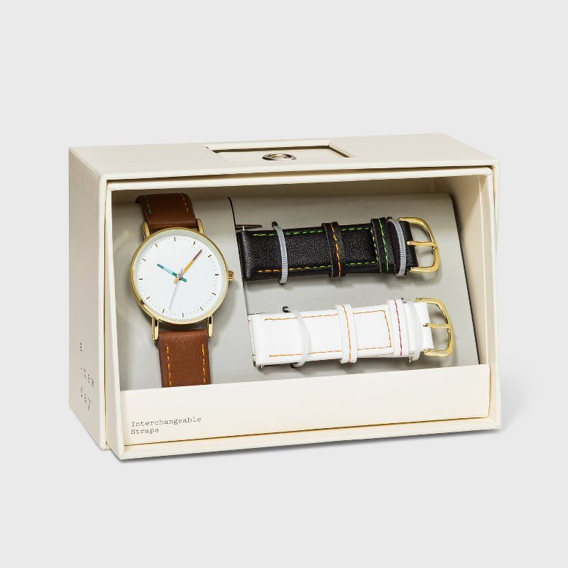 Women&#39;s Rainbow Dial Strap Watch with Changeable Straps - A New Day&#8482;, 1 of 5