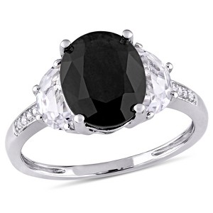 EVERLY JEWELRY | Sterling Silver 0.024 CT TW Diamond And 4 3/8 CT TGW Black Sapphire Created White Sapphire Fashion Ring - 1 of 4