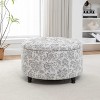 Wovenbyrd Prescott 28" Large Round Pintucked Storage Ottoman with Lift off lid - 2 of 4