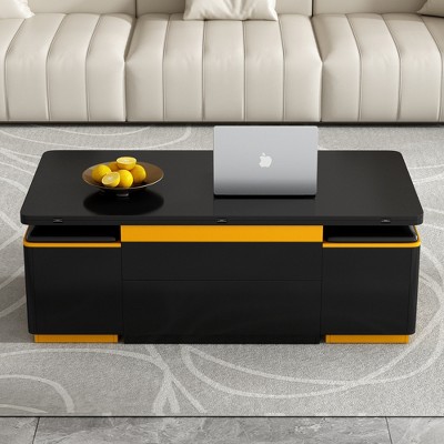 TIRAMISUBEST Lift-Top Storage Coffee Table Set w/4 Stools - Foldable Adjustable Design, Modern Space Saver for Living Room