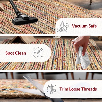 Handmade Multicolor 8x10 Cotton Jute Braided Area Rug