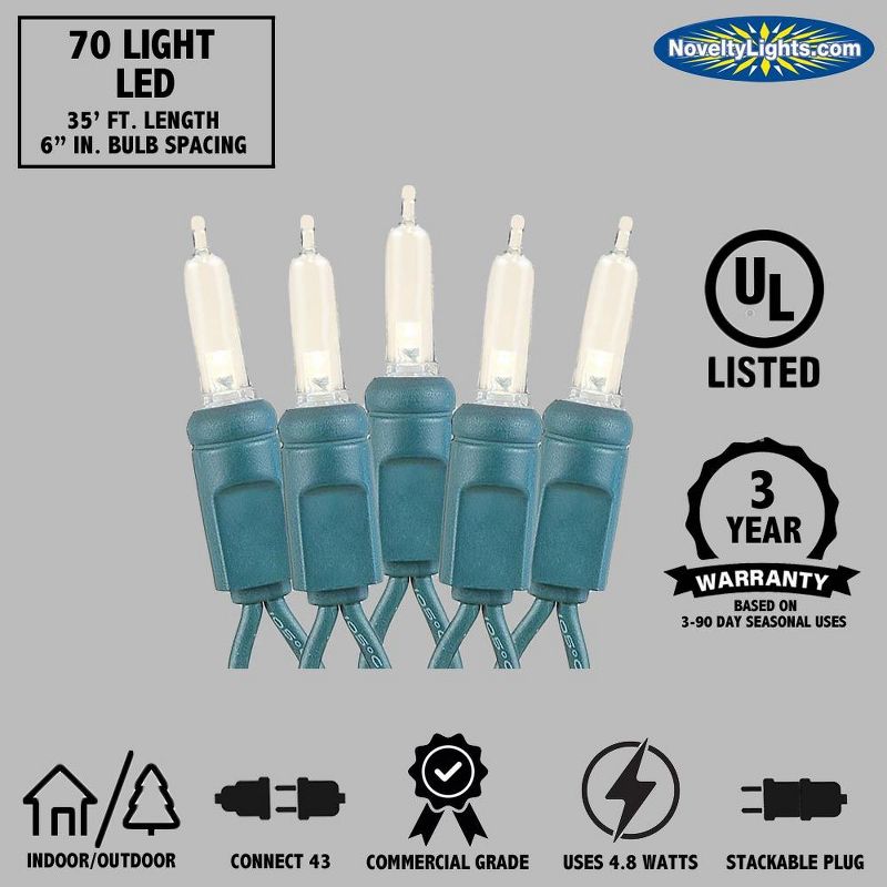 Novelty Lights 70 Light T5 Traditional LED Christmas Mini Light Set (35 feet), 5 of 8