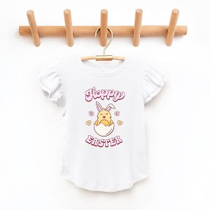 The Juniper Shop Hoppy Easter Chick Colorful Toddler Flutter Sleeve Tee - 1 of 2