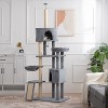 Cat Tree for Indoor Cats 105" Tall Cat Tower Multi-Level Cat Condo with 3 Perches 2 Caves Cozy Basket Scratching Board Pet Supplies Gray - 3 of 4