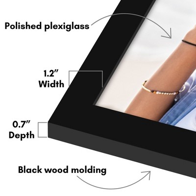 Black 24x24 Picture Frame with Oversized Mat and Plexiglass Front