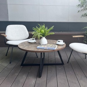 Syemin End Tables Round Coffee Table Industrial End Table Side Tables, 2-Tier Accent Center Table, Easy Assembly, Brown, 31.5"*31.5"*15.75" - 1 of 4