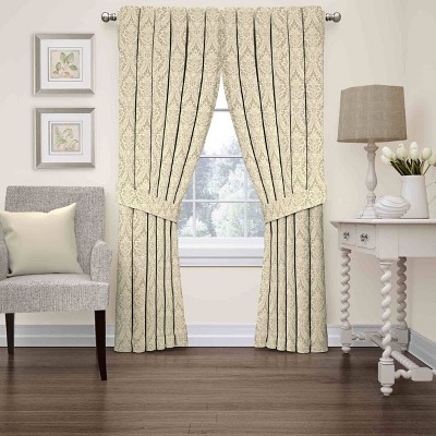 63"x52" Donnington Damask Window Curtain Tan - Waverly