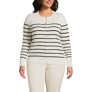 Lands' End Women's Fine Gauge Cotton Cardigan Sweater - 1 of 3