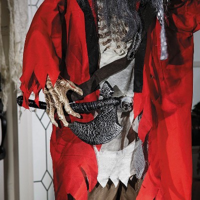 6.2 ft Red and Black Plastic Pirate Skeleton Figurine