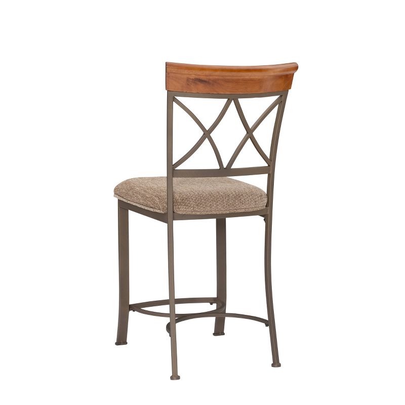 24&#34; Carter Upholstery Counter Height Barstool Metal/Tan/Cherry - Powell Company, 6 of 14