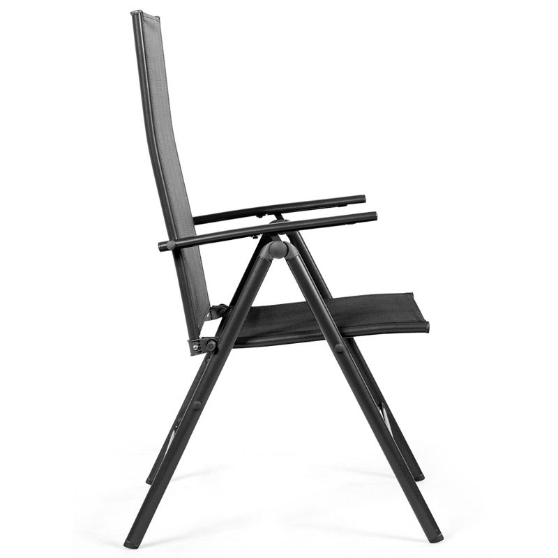 Costway Set of 2 Patio Folding Chair Recliner Adjustable  Black, 3 of 11