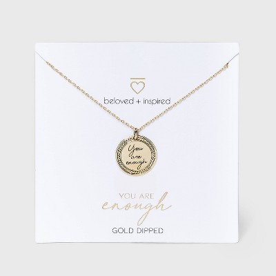 Beloved + Inspired Gold 'You Are Enough' Disc Chain Necklace - Gold