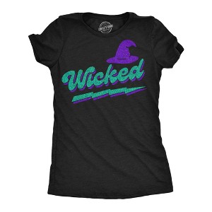 Womens Funny T Shirts Wicked Retro Glitter Sarcastic Halloween Graphic Novelty Tee For Ladies - Crazy Dog Women's T Shirt For Halloween Season - 1 of 4