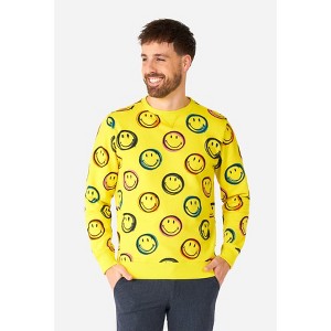 OppoSuits Men's Sweater - Smiley Smudge - Yellow - Size X-Small - 1 of 4