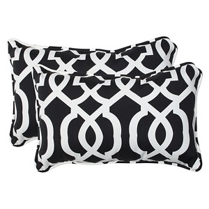 2pc Rectangular Outdoor Decorative Throw Pillow Set - Black/White - Pillow Perfect, Black White