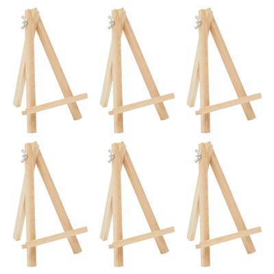 Juvale 6 Pack Mini Easel Stands, Wooden Place Card Holders for Table Top Display, Invitations, Photos, 7 Inches