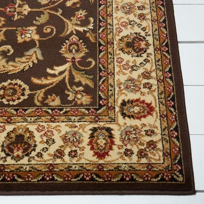Elati Traditional Ornate Damask Brown/Ivory Area Rug, 5'2"x7'2"