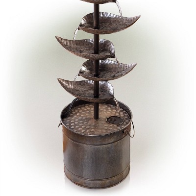 Alpine Bronze 70" Tiered Iron Leaf Fountain