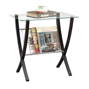 Accent Table - Cappuccino with Tempered Glass - EveryRoom