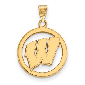 Black Bow Jewelry 14k Yellow Gold Plated Sterling Silver Wisconsin Badgers NCAA Small Pendant - 1 of 3