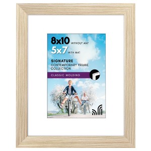 Americanflat 8x10 Picture Frame - Use as 5x7 Frame with Mat or Display 8x10 Photo Without Mat -- Photo Frames for Tabletop and Wall - Natural Oak - 1 of 4