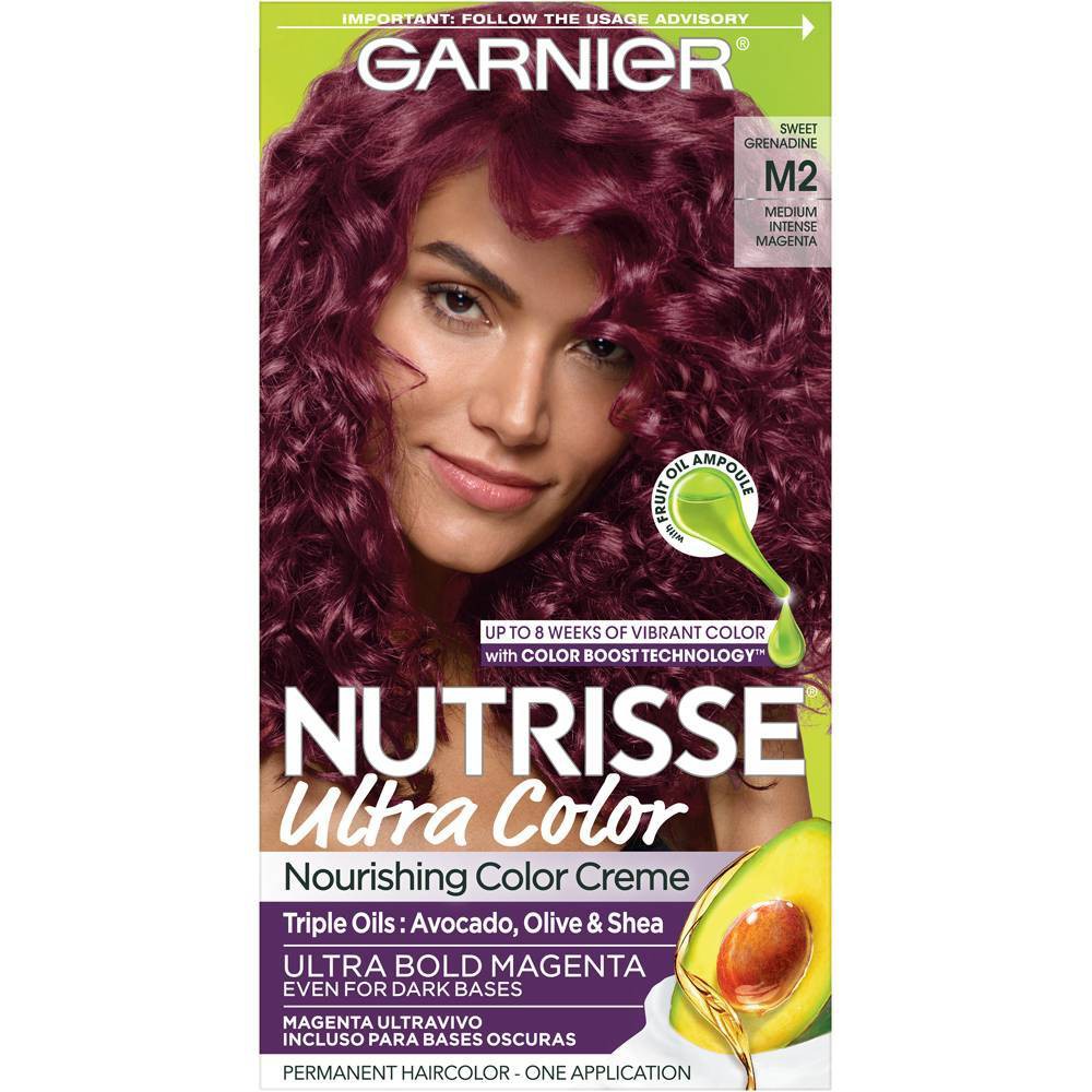 Garnier Nutrisse Ultra Color Nourishing Hair Color Creme, M2 Marachino Cherry, 1 kit