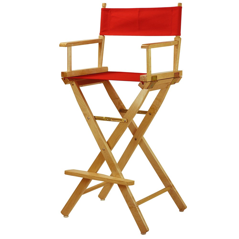 Photos - Chair Bar-Height Director's  - Natural Frame, Red Canvas