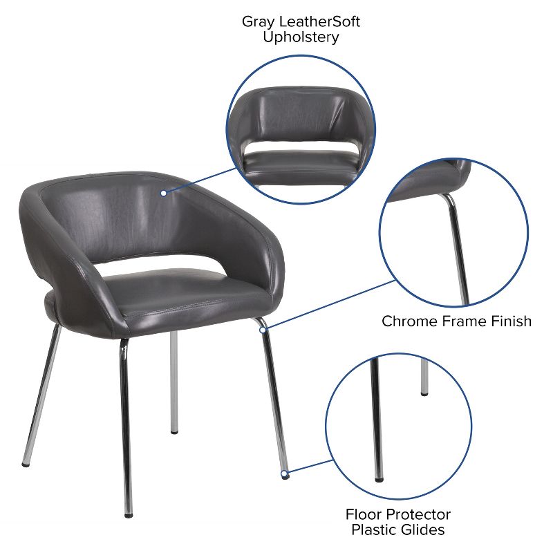Flash Furniture Fusion Series Contemporary LeatherSoft Side Reception Chair with Chrome Legs, 5 of 12