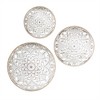 3pc Medallion Trio Wood Wall Decor Set Panel Natural/White - Madison Park: Carved Floral, Vintage Look - 2 of 4