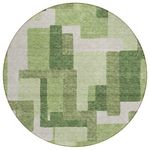 Artichoke Green And Ivory Abstract Washable Indoor Outdoor Area Rug - 1 of 4