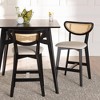 Baxton Studio 2pc Dannell Fabric and Wood Counter Height Barstools Cream/Black/Light Brown: Mid-Century, Woven Detail, Plush Foam - 3 of 4