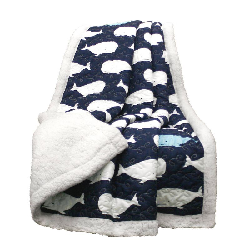 50&#34;x60&#34; Kids&#39; Whale Faux Shearling Throw Navy - Lush D&#233;cor, 6 of 12