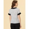 Allegra K Women's Contrast Doll Collar Polka Dots Short Sleeves Blouse - 4 of 4