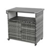 VisioGear Outdoor Bar Cart, Patio Wine Serving Cart, Rolling Rattan Beverage Bar Counter Table for Party, Aqua Grey, 51.18"*19.69"*35.43" - 4 of 4