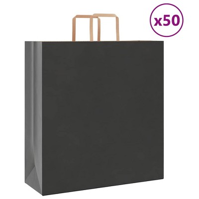 vidaXL Paper Bags 50 pcs with Handles Black 17.7x6.7x18.9"