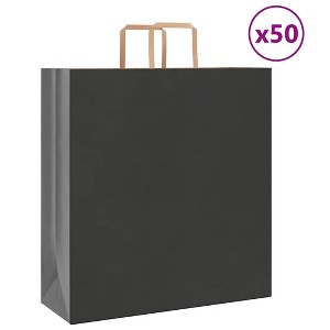 vidaXL Paper Bags 50 pcs with Handles Black 17.7x6.7x18.9" - 1 of 4