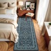 Washable Area Rug Vintage Medallion Floral Print Area Rug Non-Slip Low Pile Carpet for Dining Room Home Office - 2 of 4