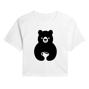 Women's - Instant Message - Coffee Bear Cropped Graphic T-Shirt - 1 of 4